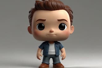 create funko pop art 3d character  3d design 3d cartoon chibi  model