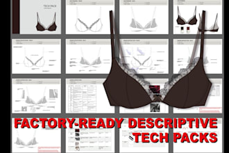 do factory ready tech packs with sewing instructions, sizing