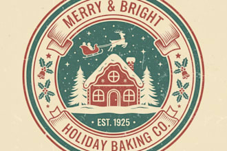 design a classic, retro inspired christmas logo
