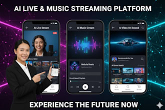 develop advance ai live streaming, ai music streaming app, video streaming app
