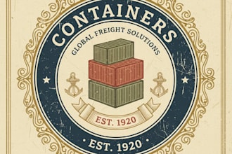 design a stylish vintage containers logo with classic charm