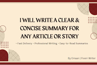 write a clear and concise summary for any text or article
