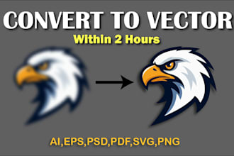 convert your raster image or logo to print ready vector file in 2 hours