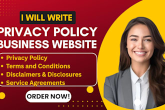 write privacy policy, terms and conditions, and disclaimers for your website
