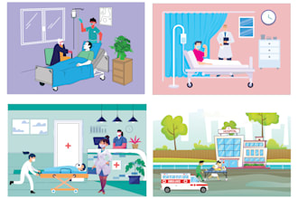 draw custom 2d flat illustration or modern flat vector illustrations for you