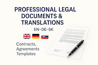 translate legal documents in english, german and slovak