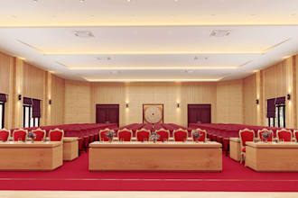 do 3d conference hall design, event hall, meeting  room, or conference room