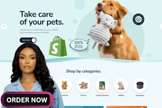 design pet shopify store build cat and dog pet accessories dropshipping website