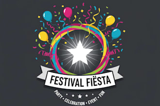 create a cartoon mascot party, celebration, event, festival logo for your brand