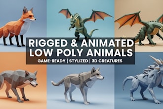 create rigged and animated low poly animals, creatures, and monsters