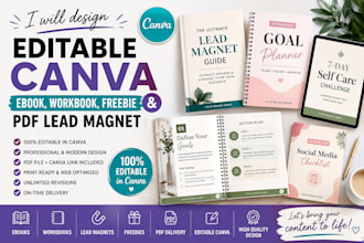 design editable canva ebook, workbook, freebie, guides and PDF lead magnet