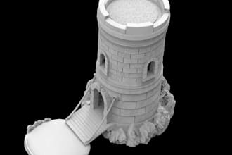 sculpt 3d modular dice tower,dungeon, medieval tabletop terrain,dragon tower,stl