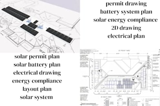 create solar permit plan, battery system plan, electrical drawing layout plan