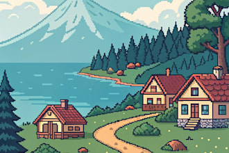make pixel art scene or background
