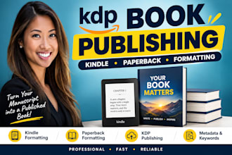 publish book on kindle KDP, book formatting and KDP publishing