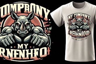 design premium vintage angry rhino mascot logo t shirt design