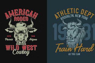 do retro bull head logo and t shirt design