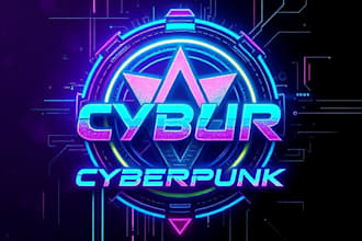 design typeface or typography cyberpunk, futuristic logo
