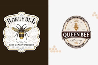 create hand drawn honey bee logo