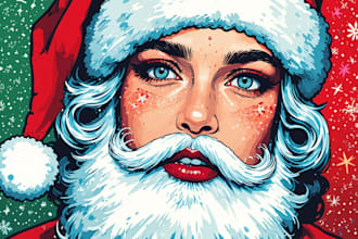 make a christmas card or a christmas themed pop art portrait