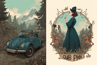 draw an art nouveau illustration for custom projects
