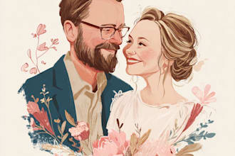 couple portrait for wedding illustration
