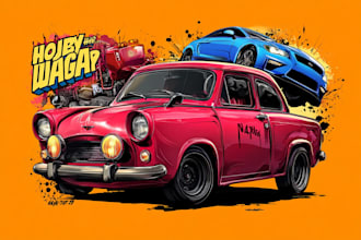 draw vector cartoon car illustration for your t shirt
