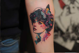 create sleeve tattoo design in geometric style