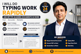 do typing work rapidly and retype scanned documents in word
