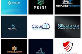 create modern crypto, blockchain, nft, startup, ai brand, or tech logo design
