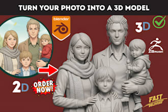 turn 2d image to 3d printable model portrait bust statue photo to 3d stl file