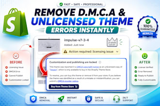 solve shopify theme dmca license issue copyright strike urgently