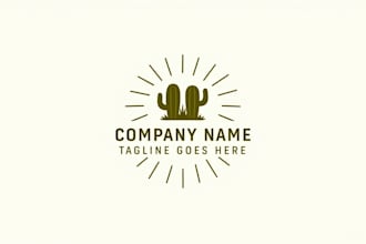make eye catching sunset sunrise cactus logo for you