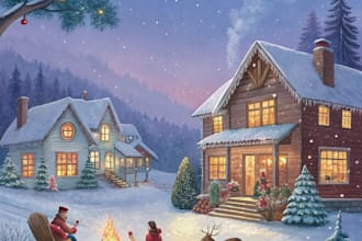 illustrate a watercolor christmas illustration for you