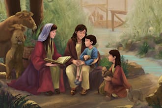 create colorful christian illustrations for your bible storybook