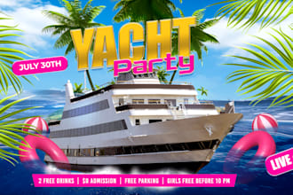 do travel world tour summer trip beach pool cruise yacht boat party flyer poster