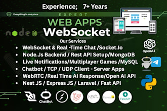 develop web, mobile apps using websocket socket io react js node js react native