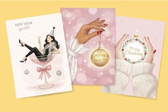 design cute and attractive greeting cards with illustrations