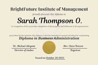 design custom online graduation diploma certificate, degree or award certificate
