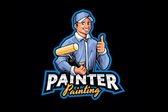 create high quality and beautiful painter mascot logo design