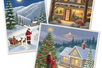 draw christmas illustrations and cards for you