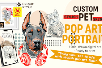 draw custom stylish sketch for your pet