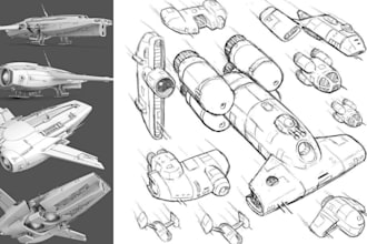 draw spaceship concept art or design a starship or scifi vehicle