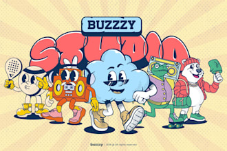 create a retro cartoon mascot illustration for your brand
