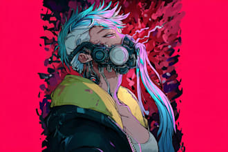 create anime cyberpunk illustration for anything