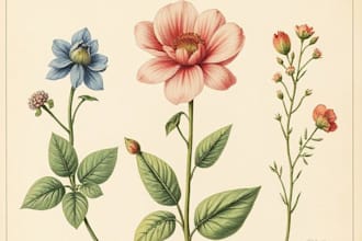 create a beautiful vintage botanical illustration poster