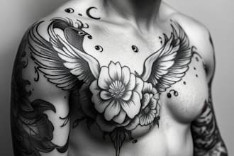 professional tattoo design black and white or color