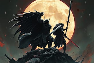 draw manga page dark berserk style art in high quality