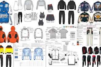 design professional hoodies, jacket, tracksuits, streetwear, clothing tech pack