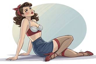 do sexy girl pin up girl semirealistic comic for you